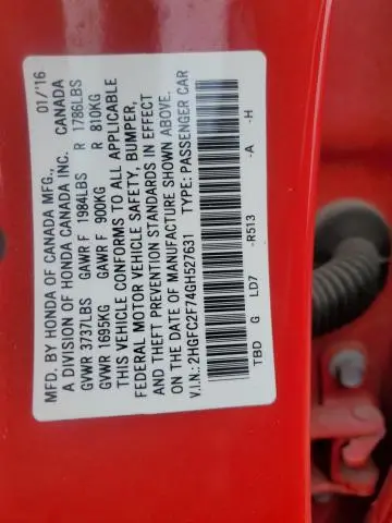 2016 HONDA CIVIC EX  