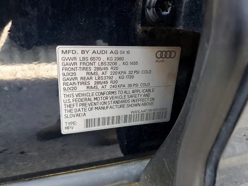 2017 AUDI Q7 PREMIUM PLUS  