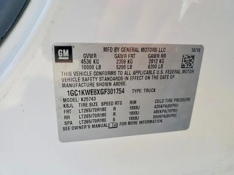 2016 CHEVROLET SILVERADO K2500 HEAVY DUTY LTZ  