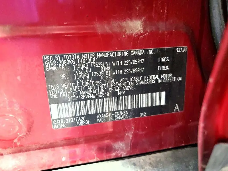 2021 TOYOTA RAV4 XLE  