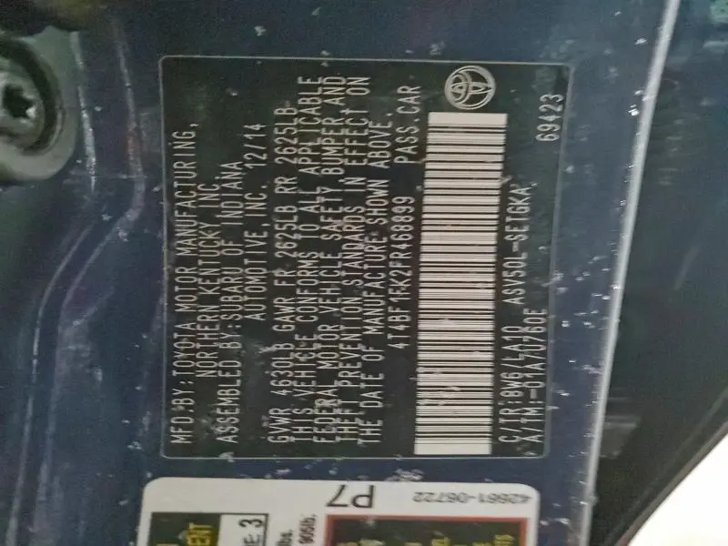 2015 TOYOTA CAMRY LE  