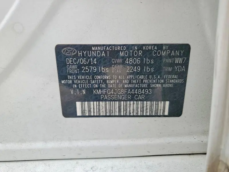 2015 HYUNDAI AZERA BASE  