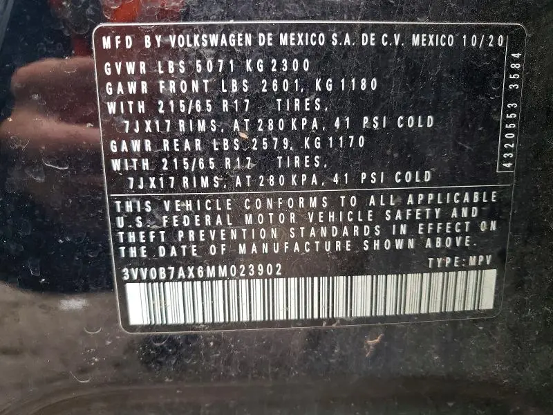 2021 VOLKSWAGEN TIGUAN S  