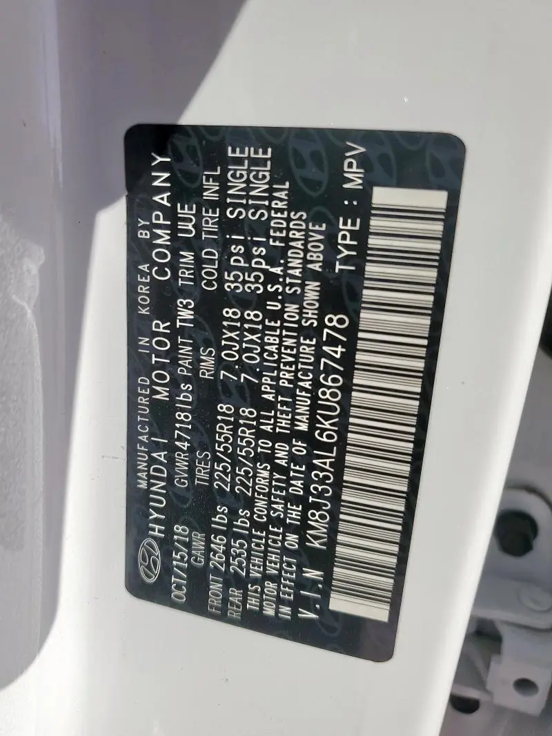 2019 HYUNDAI TUCSON LIMITED  