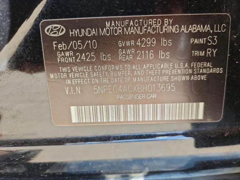 2011 HYUNDAI SONATA SE  
