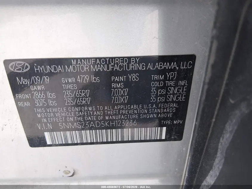 2019 HYUNDAI SANTA FE SE