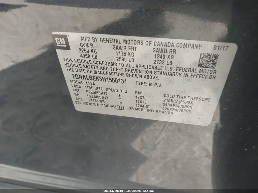 2017 CHEVROLET EQUINOX LS