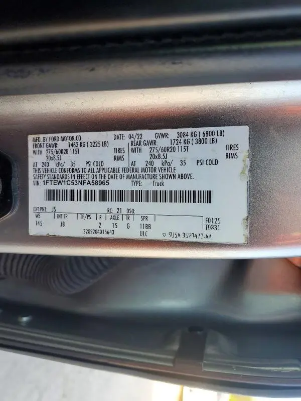 2022 FORD F150 SUPERCREW  