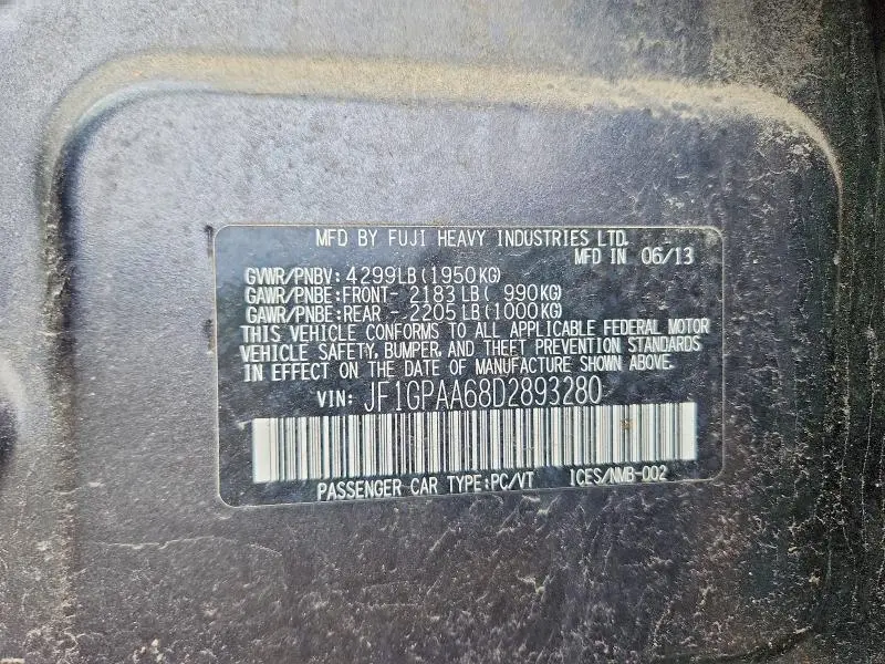 2013 SUBARU IMPREZA   