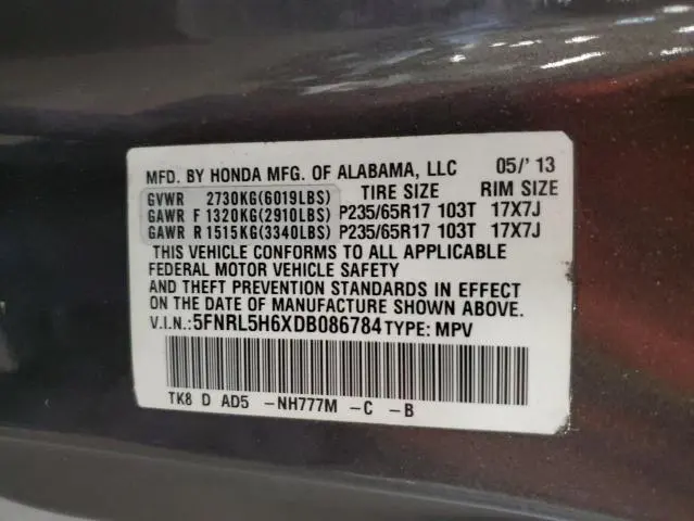 2013 HONDA ODYSSEY EXL  