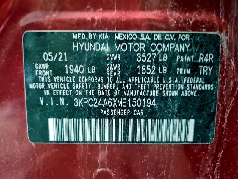 2021 HYUNDAI ACCENT SEL  