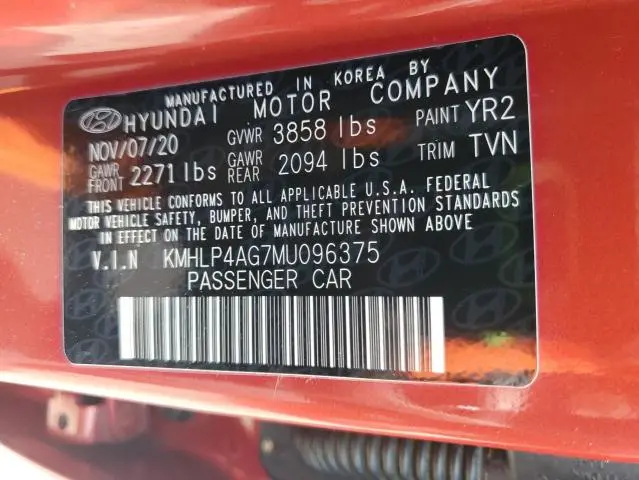 2021 HYUNDAI ELANTRA LIMITED  