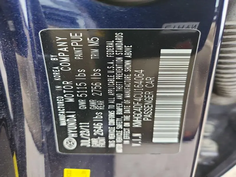 2012 HYUNDAI GENESIS 4.6L  