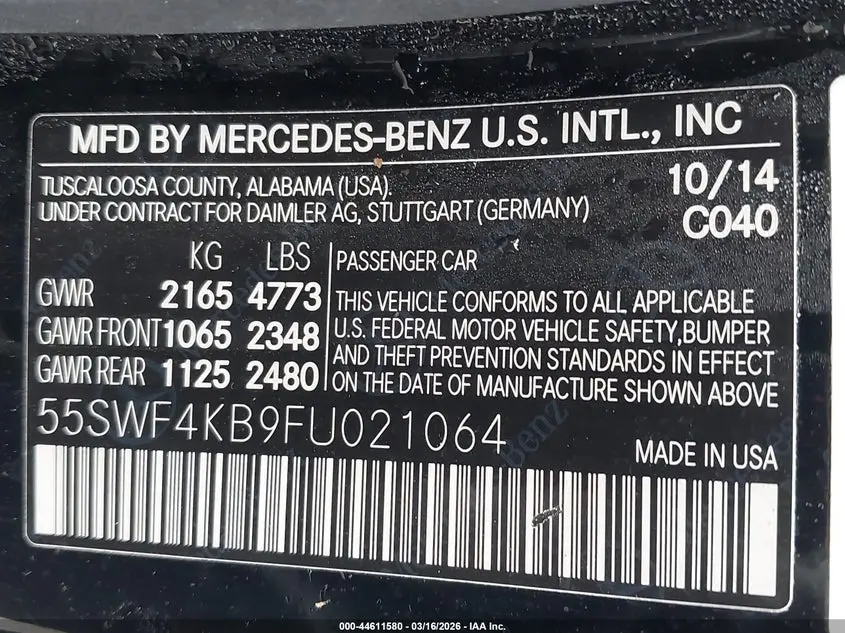 2015 MERCEDES-BENZ C 300 4MATIC