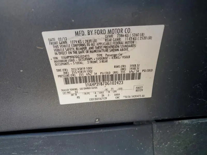 2013 FORD TAURUS LIMITED  