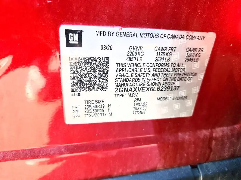2020 CHEVROLET EQUINOX LT  