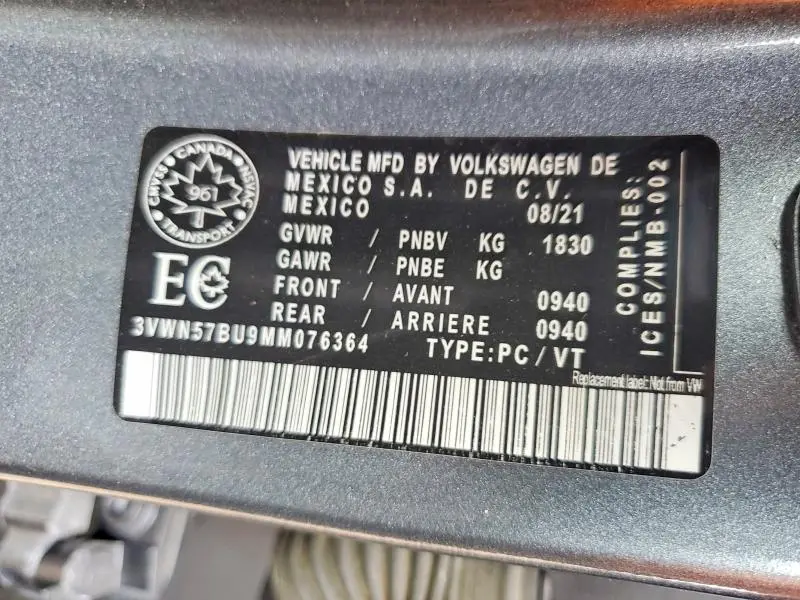 2021 VOLKSWAGEN JETTA S  