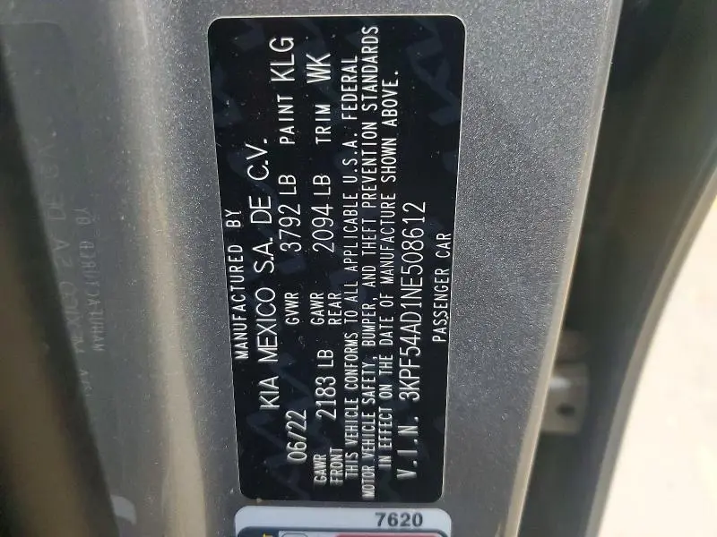 2022 KIA FORTE GT LINE  