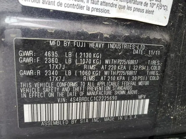 2012 SUBARU OUTBACK 3.6R LIMITED  