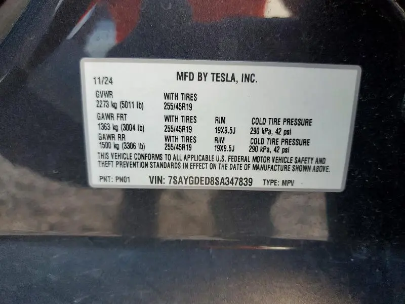 2025 TESLA MODEL Y   
