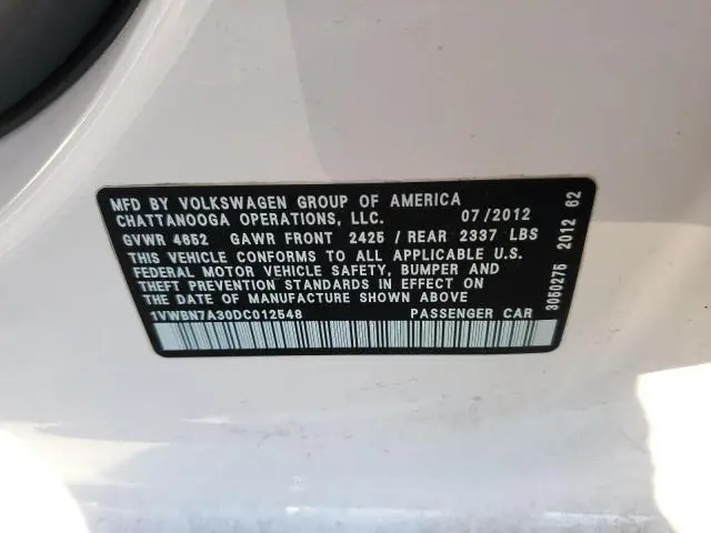 2013 VOLKSWAGEN PASSAT SE  