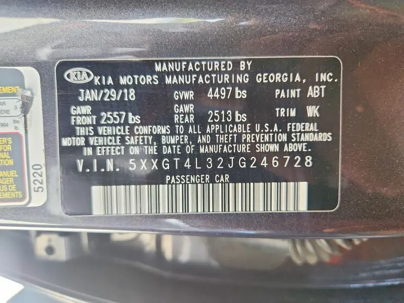 2018 KIA OPTIMA   