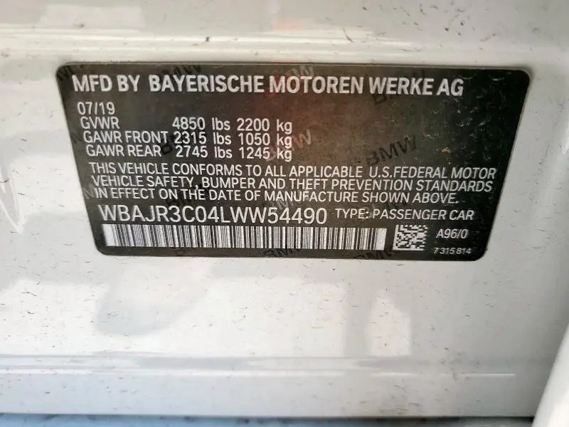 2020 BMW 530 I  
