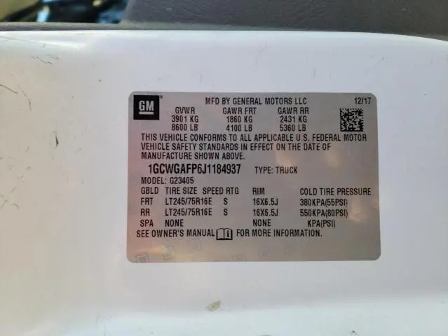 2018 CHEVROLET EXPRESS G2500   