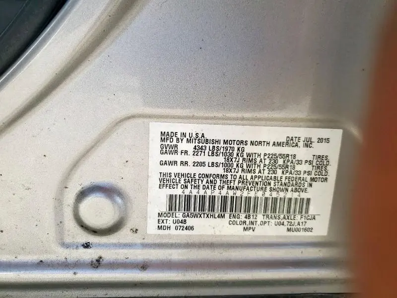 2015 MITSUBISHI OUTLANDER SPORT SE  