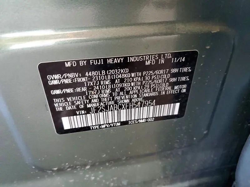 2015 SUBARU FORESTER 2.5I  