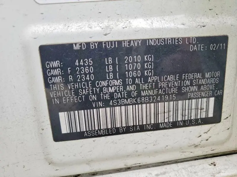 2011 SUBARU LEGACY 2.5I LIMITED  