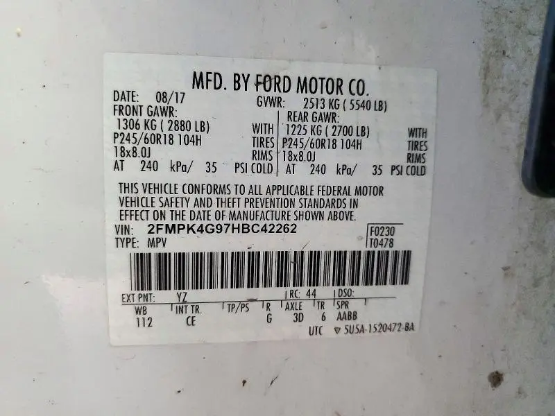 2017 FORD EDGE SE  