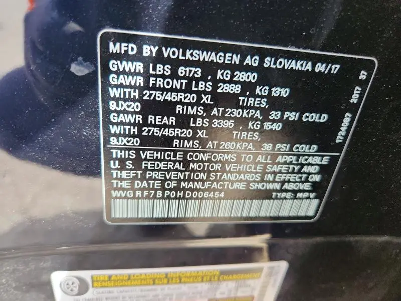 2017 VOLKSWAGEN TOUAREG WOLFSBURG  