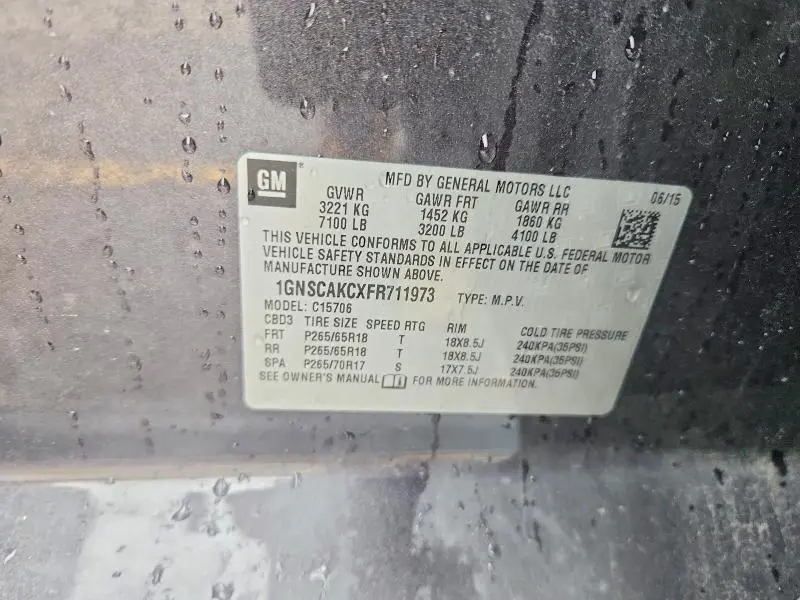 2015 CHEVROLET TAHOE C1500 LS  