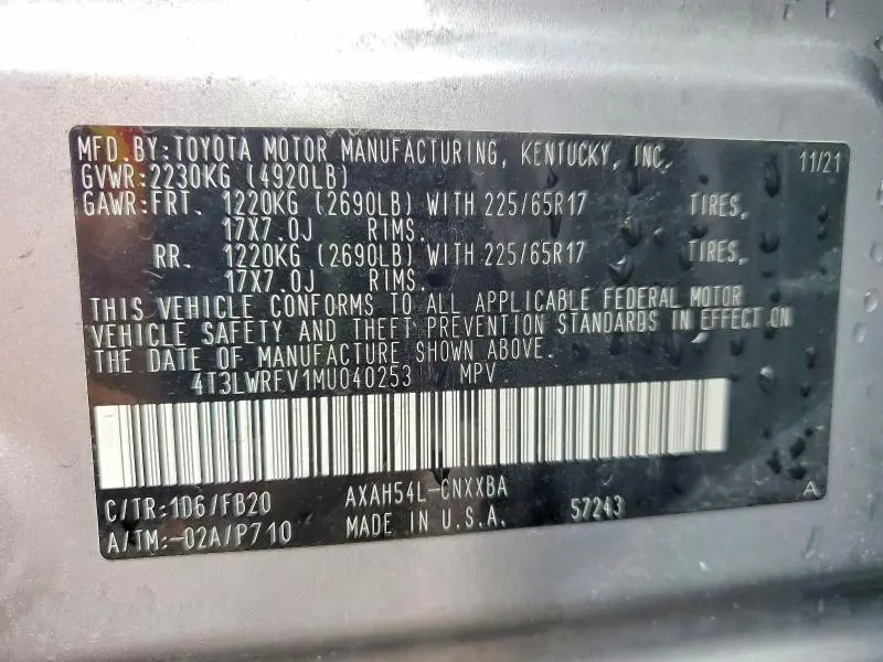 2021 TOYOTA RAV4 LE  