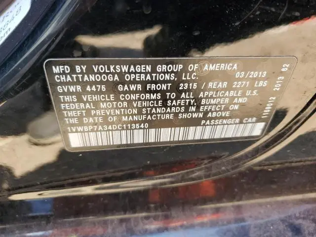 2013 VOLKSWAGEN PASSAT SE  