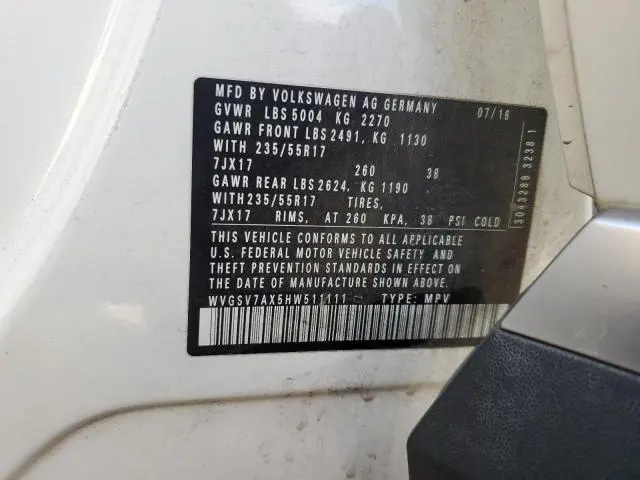 2017 VOLKSWAGEN TIGUAN WOLFSBURG  