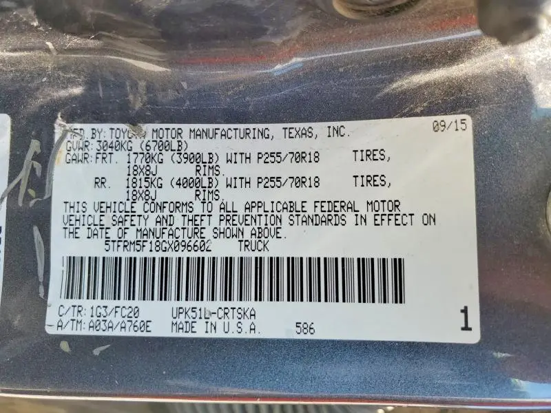 2016 TOYOTA TUNDRA SR5  