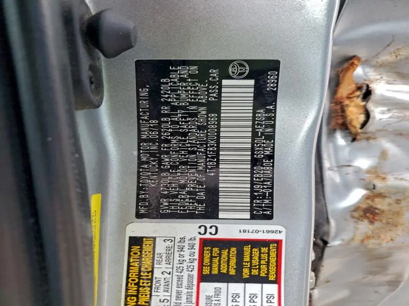 2019 TOYOTA AVALON XLE  