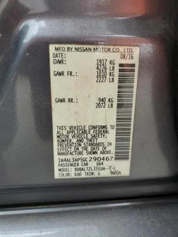 2016 NISSAN ALTIMA 2.5 SL  