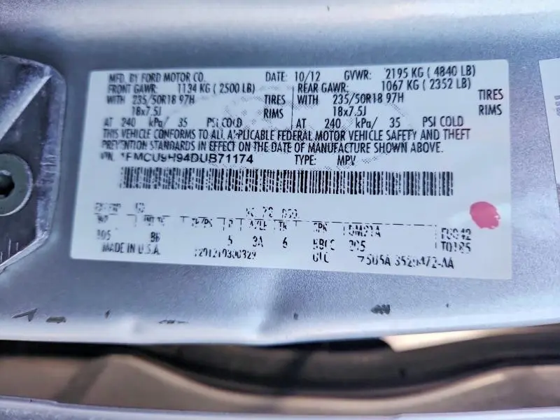 2013 FORD ESCAPE SEL  