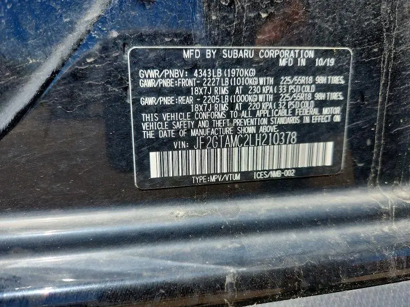 2020 SUBARU CROSSTREK LIMITED  