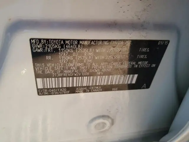 2015 TOYOTA RAV4 XLE  