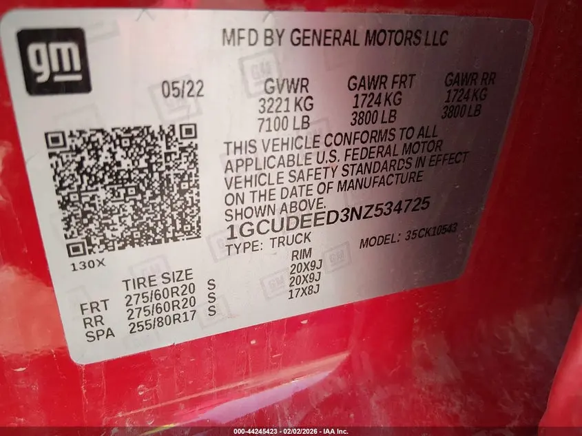 2022 CHEVROLET SILVERADO 1500 4WD  SHORT BED RST