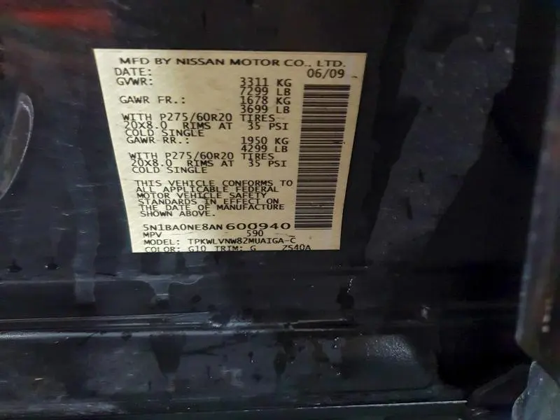 2010 NISSAN ARMADA PLATINUM  