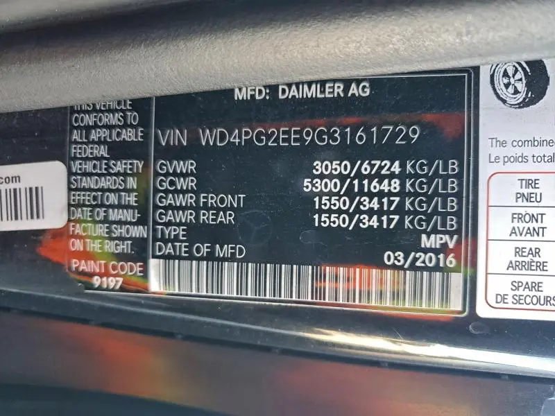 2016 MERCEDES-BENZ METRIS   