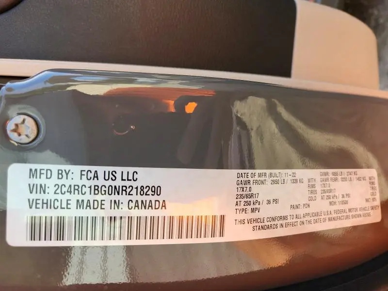 2022 CHRYSLER PACIFICA TOURING L  