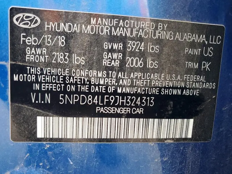 2018 HYUNDAI ELANTRA SEL  