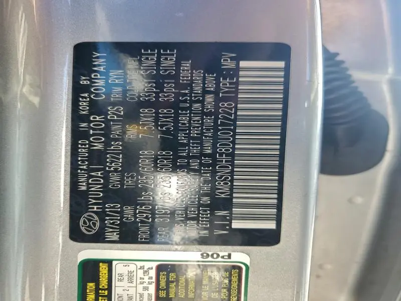 2013 HYUNDAI SANTA FE GLS  