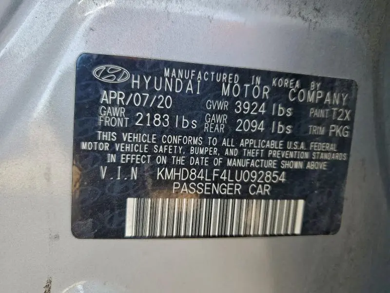 2020 HYUNDAI ELANTRA SEL  